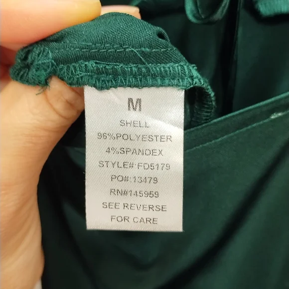 12th Tribe Green Satin Ruffle Maxi Dress High Slit-Medium - Picture 11 of 15